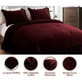 thumbnail image 4 of 3 Piece Luxury 5 Inch Two Layer Ruffle Comforter 550 GSM All Season (Oversized Queen Size) Premium Super Soft - 800 TC, 100% Egyptian Cotton- Solid Wine Colour, 4 of 7