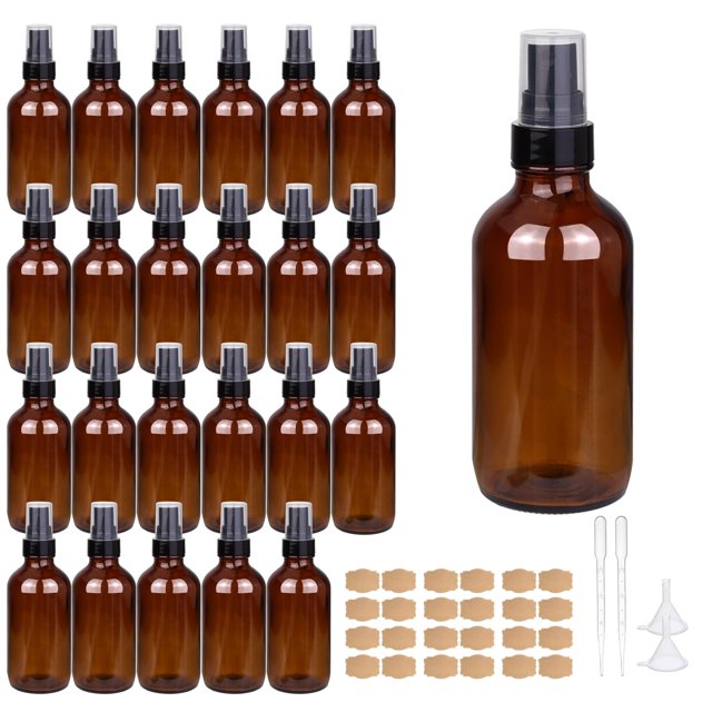 Botellas de aerosol GIVAMEIHF de vidrio ámbar de 120 ml, juego de 24