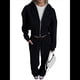 thumbnail image 3 of Conjunto Deportivo para Mujer: Sudadera con Capucha y Cremallera de Larga con Pantalones de Color Liso con Cordones - Conjunto de Dos Piezas Negro L, 3 of 6