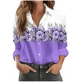 thumbnail image 2 of RYDCOT Spring Fall Tops for Women Trendy Casual Long Sleeve Button Down Floral Shirts Turndown Collar Blouse Loose Fit Ladies Tops and Blouses Sale or Clearance, 2 of 5