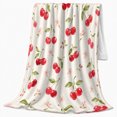 thumbnail image 2 of Cheerful Cherry Pattern Autumn Sofa Organic Repeat, Cozy Botanical Garden Scene, Warm Flannel Blanket for Sunroom and Reading Nook, Garden Lovers Thanksgiving Gift, Artistic Home Decor, 2 of 9