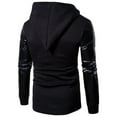 thumbnail image 2 of XIAONU Mens Leather Hoodies Slim Fit Asymmetric Zip Hooded Jacket Stretch Breathable Streetwear Hoodie Black XXL, 2 of 3