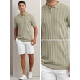 thumbnail image 4 of DARING DIVA Men's Short Sleeve Button Regular Fit Knit Texture Polo Shirt XXL khaki, 4 of 6