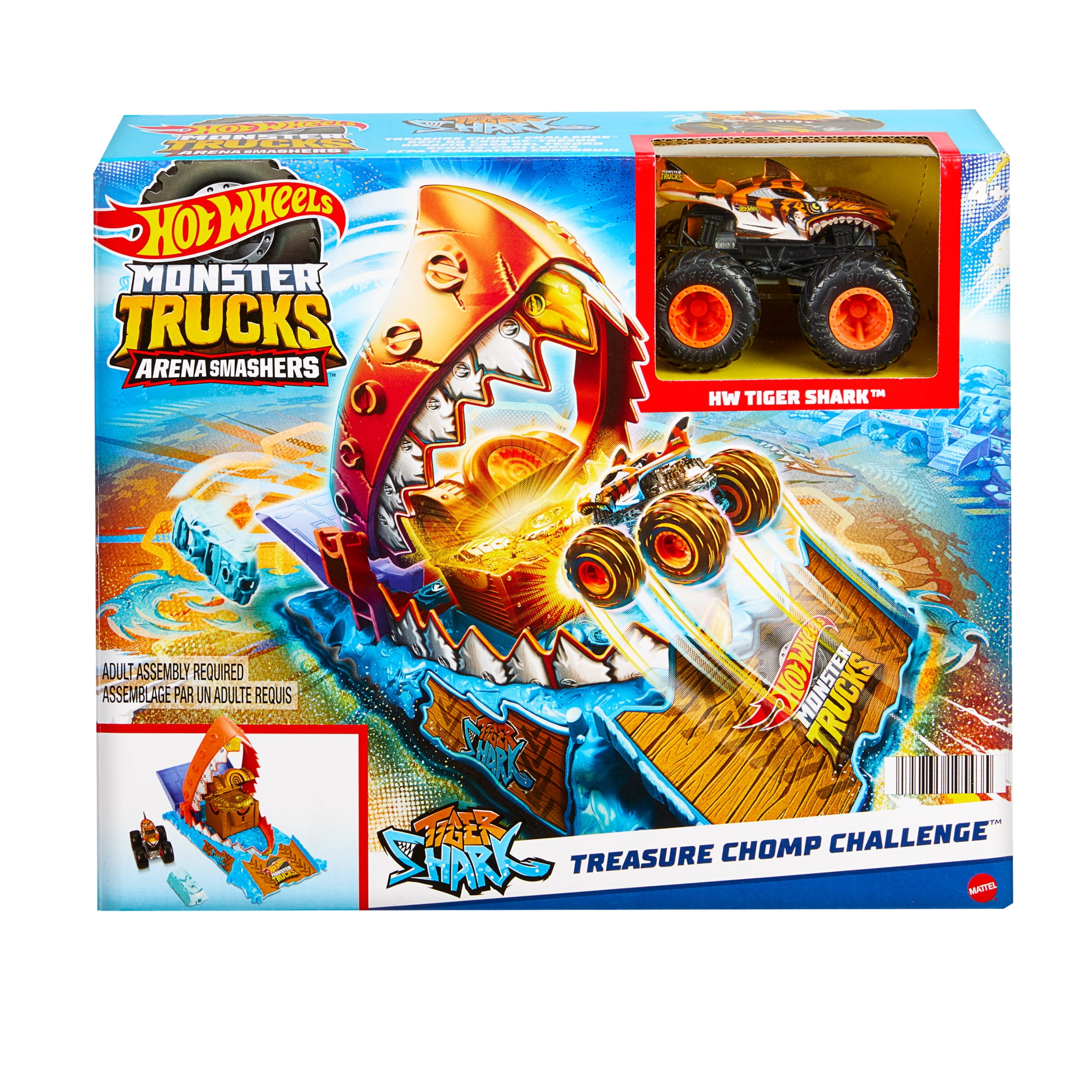 Hot Wheels Monster Trucks Arena Smashers Treasure Chomp Challenge Playset