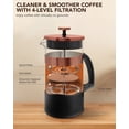 thumbnail image 2 of French Press Coffee Maker 34oz 1 L, No Plastic Touching Cafe, Heat Resistant Thickened Borosilicate Glass, Stainless Steel Brewer, Cold Brew Cafetera Teapot for Kitchen Travel Camping，Rose gold, 2 of 7
