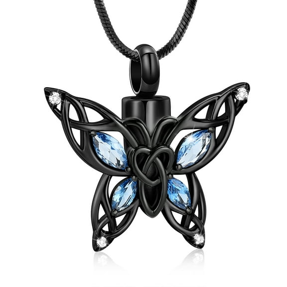 Crystal Butterfly Cremation Necklace for Ashes - Urn Neckalce for Ashes for Women Cremation Jewelry for Women - Ashes Keepsake Pendant Memorial Jewelry