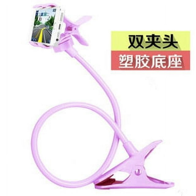 pitrice Clip en Plastique pour Téléphone Portable Réutilisable Amovible Protection de Cou Ajustable Support de Tête de Lit de Table de Cuisine Violet