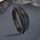 thumbnail image 4 of Brazalete de cuero PU Hugo para hombre joyería fuerte Negro, 4 of 8