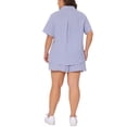 thumbnail image 4 of Conjunto de blusa y pantalones cortos a rayas de dos piezas para mujer plus size Agnes Orinda, camisa de botón con cuello, atuendo casual de verano con bolsillo 4X azul y blanco, 4 of 8