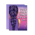 thumbnail image 1 of Tarjeta de felicitación con forma crónica divertida de Rumi Purple Braid K-Pop, 5 x 7 pulgadas, 1 of 2