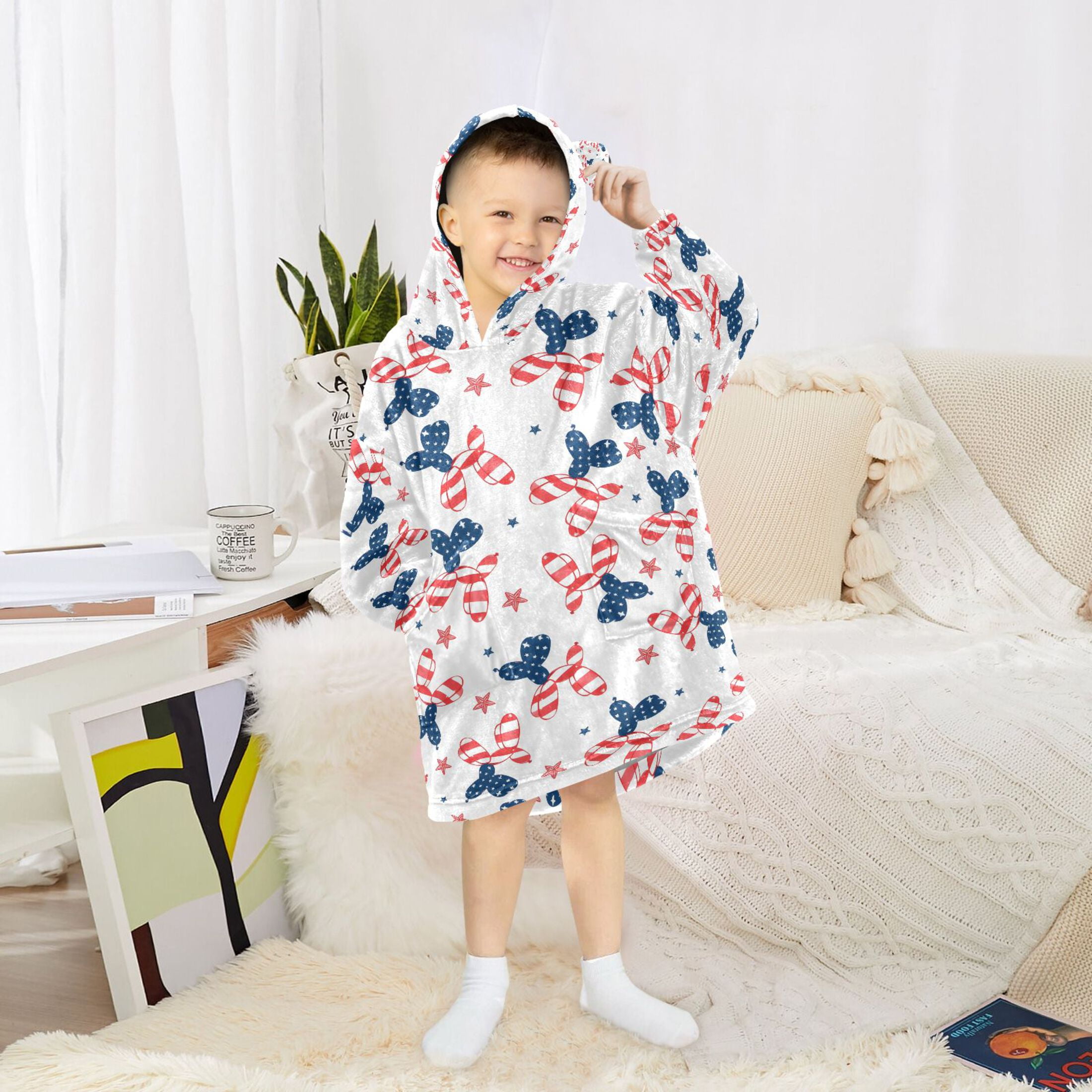 joogoo Blanket Hoodie for Balloon Dogs Oversize Sweatshirt 3-14 YR L