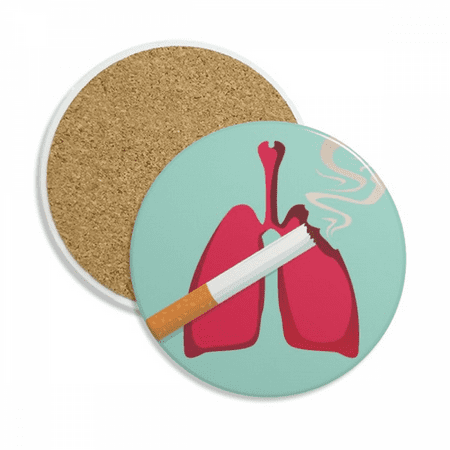 

Logo Cigarette Damage The Lung Coaster Cup Mug Tabletop Protection Absorbent Stone