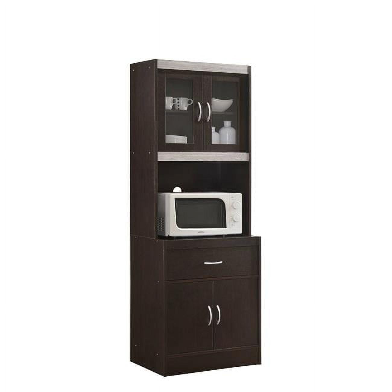 Hodedah Kitchen Cabinet with 1-Drawer, plus Space for Microwave in