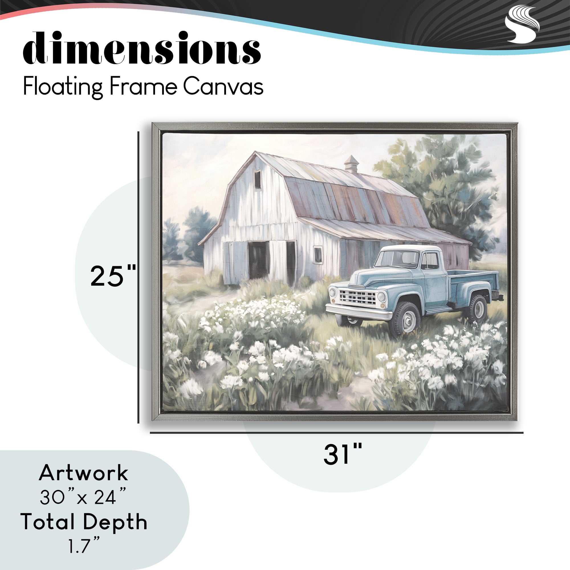 Stupell Industries Pastoral Farm Dreams Gray Framed Floater Canvas Wall Art, design by Kim Allen