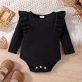 thumbnail image 5 of GYRATEDREAM Newborn Baby Girl Outfits Infant Ruffle Long Sleeve Ribbed Romper Corduroy Suspender Skirt Overall Dress Toddler Fall Winter Clothes Black for 0-18M, 5 of 8