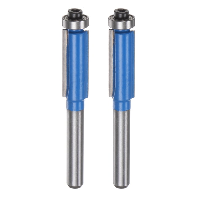 Uxcell 2pcs Flush Trim Router Bit 1/4" Shank 3/8" Dia for Woodworking, Blue