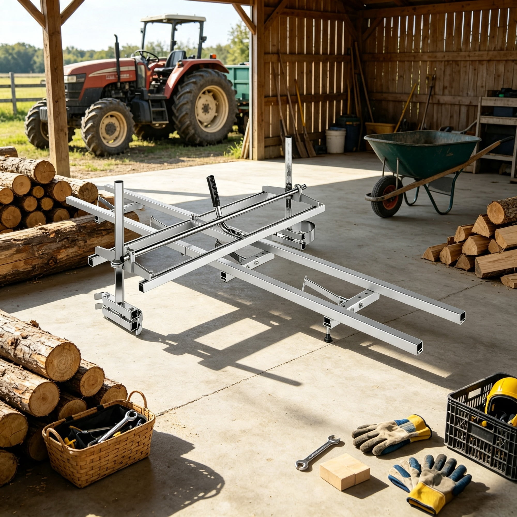 Chainsaw Mill & Rail Guide System, Portable Sawmill with 14"-36" Guide Bar, 9ft Aluminum Milling Rail, Planking Mill for Woodworkers & Carpenters