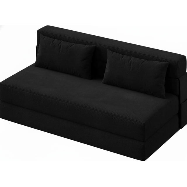 QinaQin Sofá cama seccional plegable sin ensamblaje, diseño moderno en forma L con 4 paneles abatibles, ideal para sala pequeña, departamento u oficina