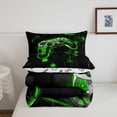 thumbnail image 5 of Gamer Twin Bedding Set Neon Green and Black Gaming Comforter Sets ,Abstract Geometric Grid Bedding Comforter Sets Video Game Controller Quilt Bed Set 2Pcs, 5 of 7