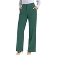 thumbnail image 4 of Wide Leg Pants for Women BWASD Straight Leg Suit Trousers Pockets Elegant Solid Color Trousers Blackish Green S-XXXL Casual Business Office Outfit Ladies Slacks, 4 of 7