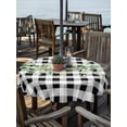 thumbnail image 2 of Outdoor Tablecloth with Umbrella Hole for Patio/Picnic/Party/Camping, Green Eucalyptus Leaves Waterproof Table Cloth Round Cover Washable, Black White Plaid Farmhouse Watercolor (Dia 60"), 2 of 8
