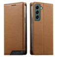 thumbnail image 1 of Funda Tipo Cartera de Cuero Sintético para Samsung Galaxy S22 Bloqueo RFID, con Ranuras para Tarjetas y Bolsillo para Efectivo, Cierre Magnético Fuerte Marrón, 1 of 6