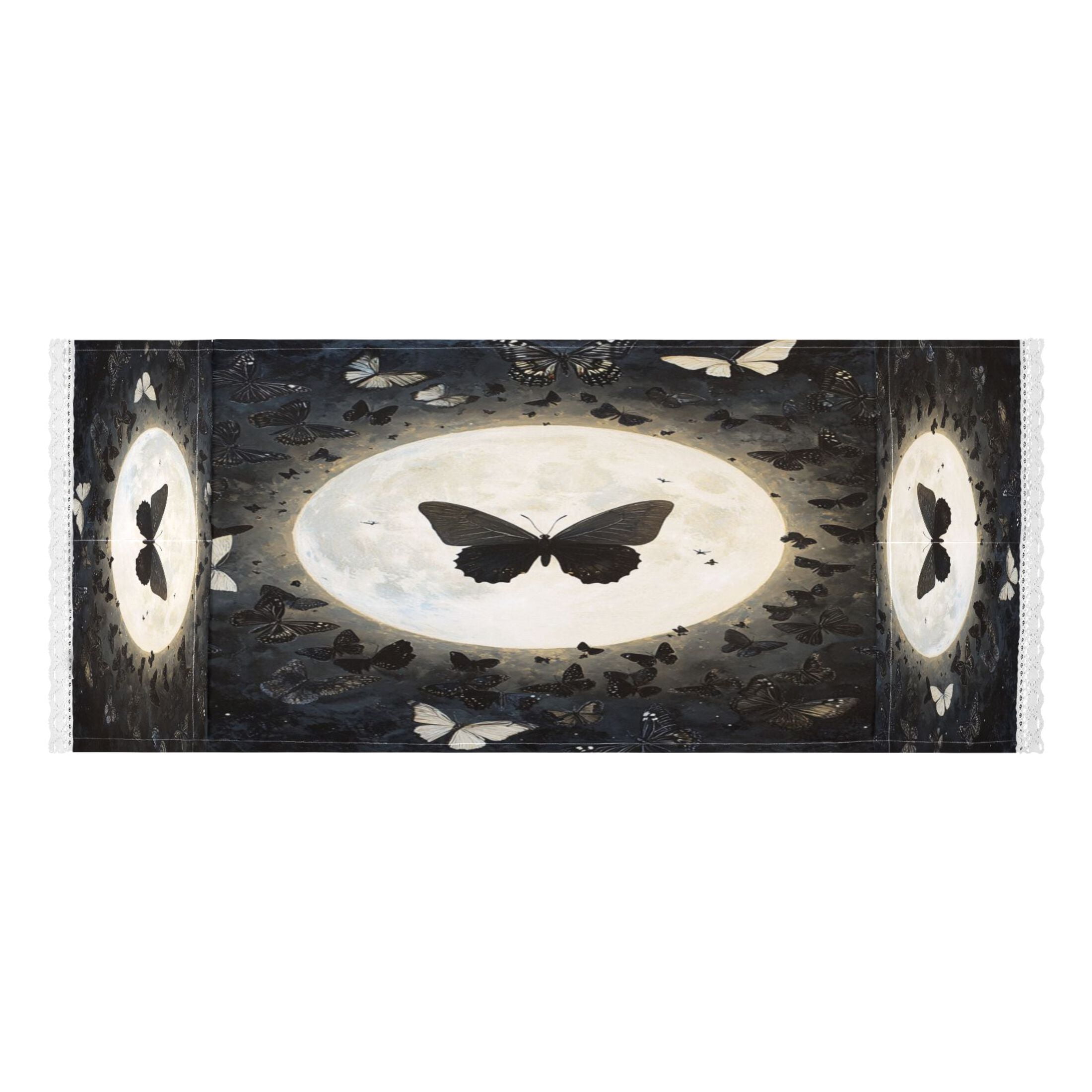 Washing Machine Cover 51.2x22in, Durable Polyester Dust Cover with Lace Trim and Side Pocket for Appliances Moonlight Butterfly