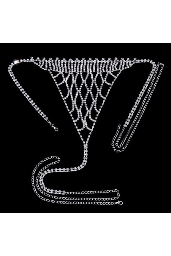 Tassel Underwear Rhinestone Bra Thong Lingerie Body Chain for Women Body Jewelry Crystal Bikini Accessories