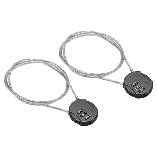 Uxcell Small Combination Lock 31.4 Inch, 2 Pack 3 Digit Padlock for Gym Locker, Black