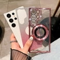 thumbnail image 5 of Magnetic Ring Stand Glitter Case for Samsung Galaxy S24 Ultra, (Compatible with Magsafe) Luxury Bling Diamond Rhinestones Cover with Camera Lens Protector for Girls Women,Purple, 5 of 7