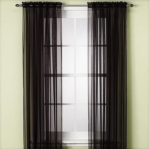 Sapphire Home Set Of 2 Panels Window Sheer Curtains 55 X 84 Inches Each Total Width 110 Rod Pocket Sheer Curtains For Bedroom Living Room Dcor Curtain Panels Black Walmart Com