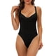 thumbnail image 1 of Body de mujer con escote en V profundo, control de abdomen, faja moldeadora, tanga, modelador de cuerpo completo, negro, talla L, 1 of 1