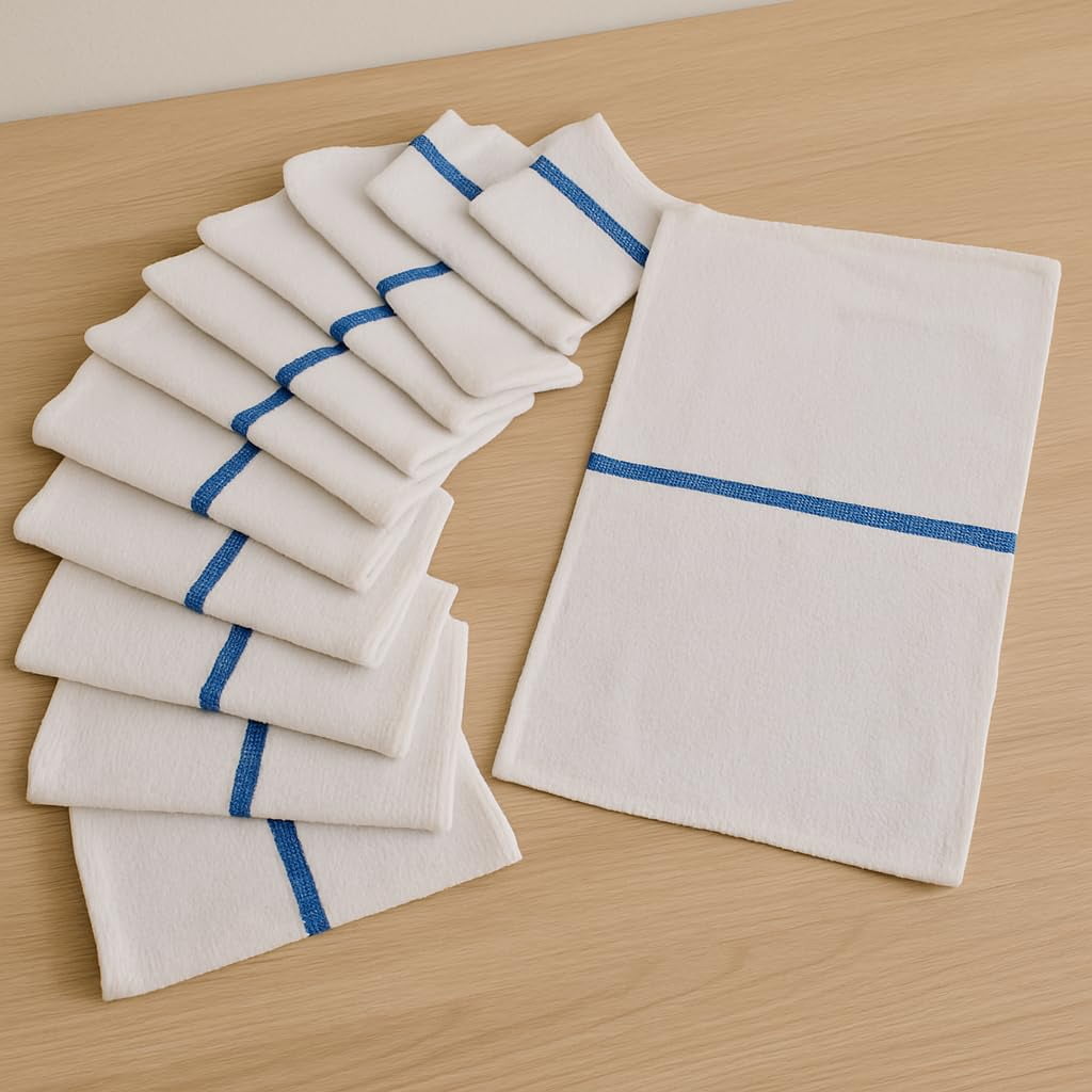 Zuperia 60-pack Bar Mop Towels - (16" x 19" inches) Cotton Kitchen Towels, High Absorbency Reusable Dish Cloths - Ideal for Home and Restaurants