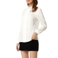 thumbnail image 4 of INSPIRE CHIC Women's Sequin Mock Neck Pleated Long Sleeve Work Blouse Top White M, 4 of 5