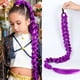 thumbnail image 1 of Peluca de anime cosplay del grupo de caza de brujas kpop púrpura con la misma diadema de hilo dorado peluca de cola de caballo trenzada, 1 of 7