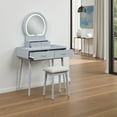 thumbnail image 4 of Anvy Vanity Desk Set with Mirror and Stool- 4 Drawers- Gray Wood, 4 of 8