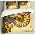 thumbnail image 1 of Grunge Duvet Cover Set King Size, Paisley Flower and Leaf Design with Ethnic Zen Floral Mandala Oriental Pattern Effects, Decorative 3 Piece Bedding Set with 2 Pillow Shams, Multi, by Ambesonne, 1 of 3