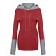 thumbnail image 5 of Suéter de empalme de dos colores para mujer con capucha y botones con cordones, suéter de bolsillo con personalidad a la moda Pompotops  gfhjh7613, 5 of 6