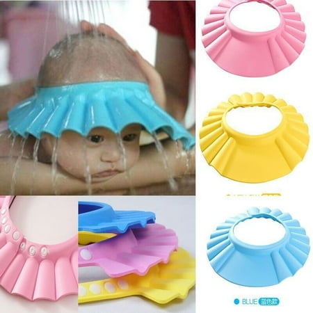 3 Colors Adjustable Baby Kids Shampoo Bath Bathing Shower Cap Hat With Ear Wash Hair