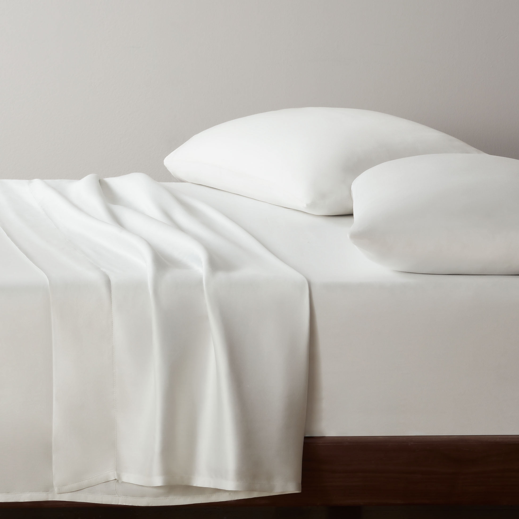 Allswell Soft & Silky 4-Piece 300 Thread Count Rayon Derived from Bamboo Sateen Sheet Set, Queen, Bleached Linen