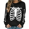 thumbnail image 3 of VKOYWKM Oversized Sweatshirts Women Halloween Sweatshirt Skeleton Print Drop Shoulder Long Sleeve Crew Neck Sweatshirt Fall Pullover Tops Halloween Costumes, 3 of 7