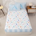 thumbnail image 4 of Catabedysis Bowknot ABC Print A Zipper Twin Comforter Sets with Fitted Sheet and 2 Pillowcases,Personalized Monogrammed Gifts Zipper Bedding Set For Girls,Colorful Stars Reversible,4-Piece, 4 of 7
