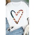 thumbnail image 3 of ABPHQTO Camiseta de manga corta con estampado de contorno de corazón de bandera americana blanca para mujer, 3 of 5