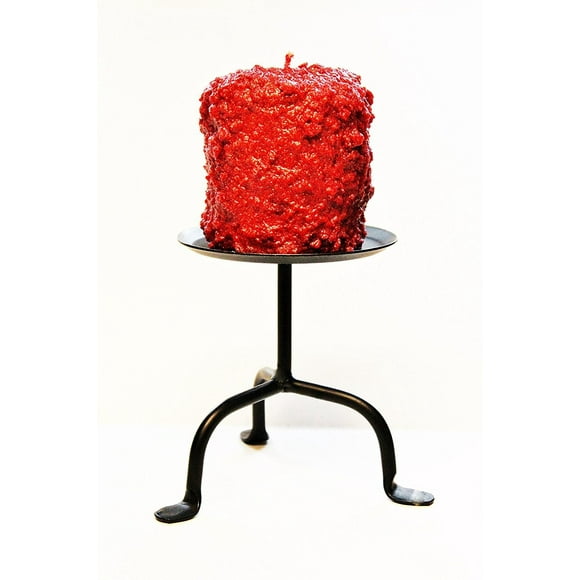 Small Wrought Iron Pillar Candle Stand, 5" Tall 4" Candle Plate - Hand Made by Amish