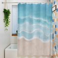thumbnail image 6 of Summer Blue Beach Shower Curtain, Coastal Nautical Watercolor Gradient Ocean Waves Waterproof Shower Curtain Set with 12 Hooks Lightweight Bath Curtains Fabric Bathroom Decor 72x84 Inches, 6 of 9