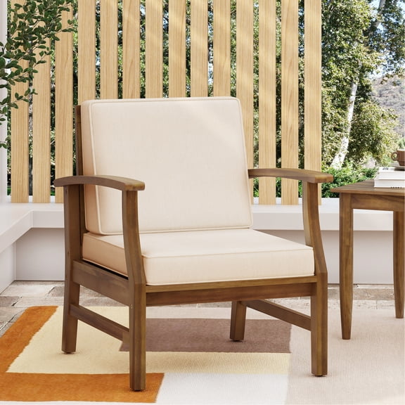 Modern Cream Club Chair With Wood Frame Made Of