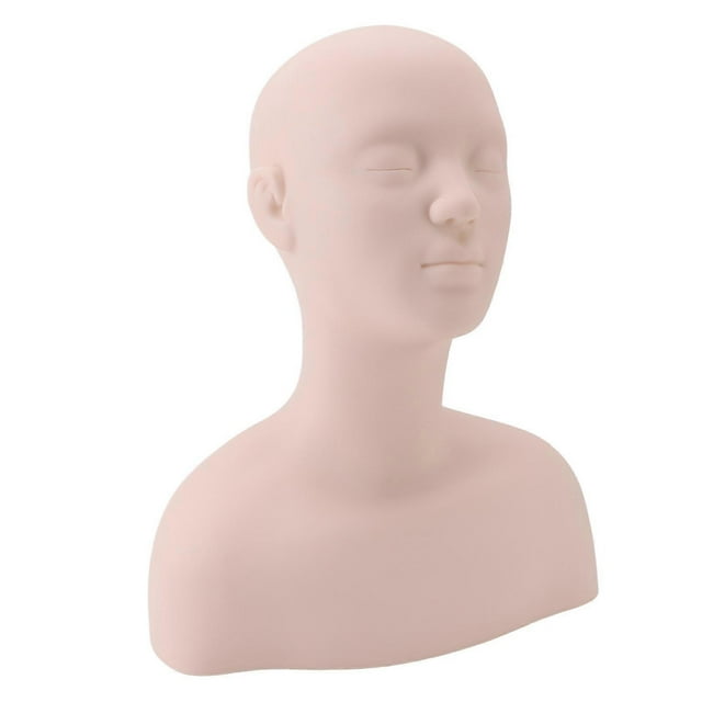 Mannequin Head with Shoulders Soft PVC Mannequin Head Shoulder Model Lifelike Display Manikin Head Bust for Makeup Massage Acupuncture