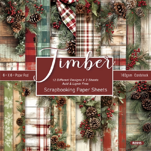 KARDLURY Christmas Scrapbook Paper, 24 Sheets Origami Cardstock Decoupage Paper for Crafts Junk Journal Photo Album Card Making Supplies
