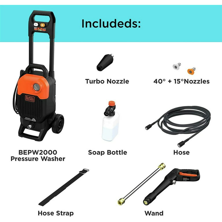 Black & Decker BEPW2000 2000 max PSI 1.2 GPM Corded Cold Water