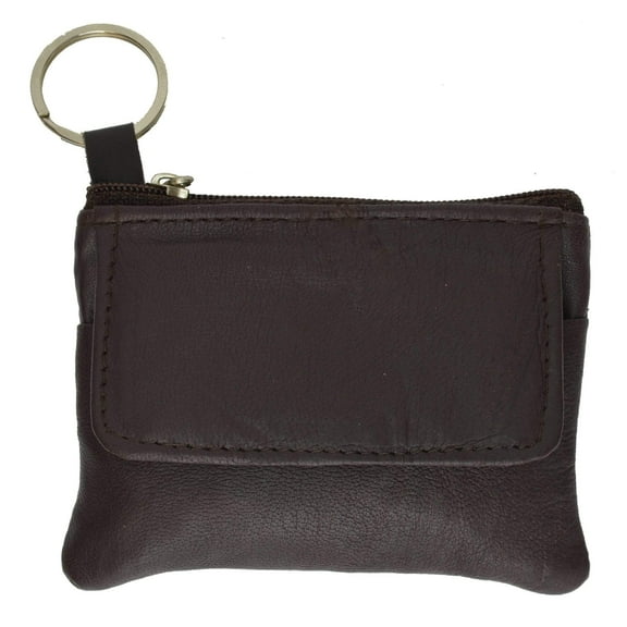 Genuine Soft Leather Change Purse with Zipped Closure and Keyring 955 (C)